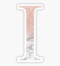 Rose Gold Glitter and Marble Iota I Sticker