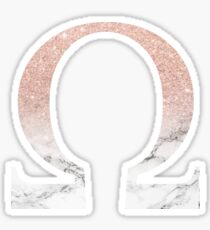 Rose Gold Glitter and Marble Omega Sticker
