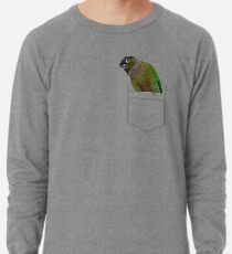 Extrem niedlicher Conure, der in Ihrer Tasche sitzt! Leichter Pullover