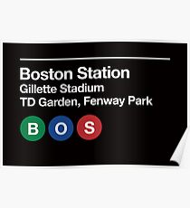 Boston Pro Sportstätte U-Bahn-Zeichen Poster