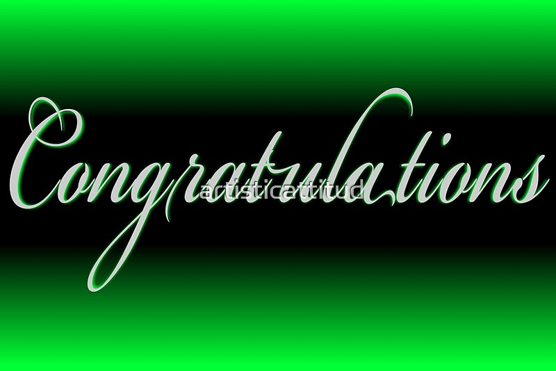 "Classy black neon green Congratulations card" Posters by 