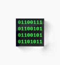 Geek in Binary Code - Retro Funny Coding Programmer clothing Acrylic Block