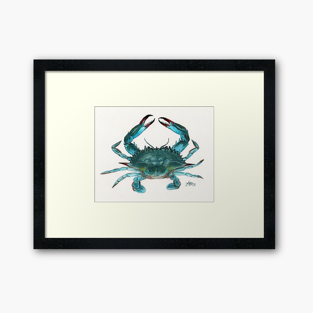 "Blue Crab" by Amber Marine, watercolor painting, © 2013 Framed Art Print