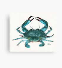 "Blue Crab" by Amber Marine, watercolor painting, © 2013 Canvas Print