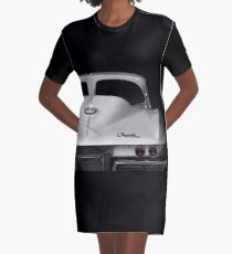 1963 Corvette Detail - High Contrast Graphic T-Shirt Dress