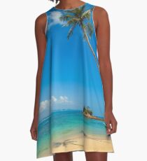 Tropische Palmen A-Linien Kleid