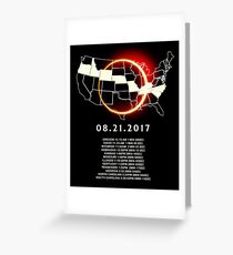 States of the USA Total Eclipse 08/21/2017 Greeting Card