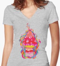 Psychedelic Mushroom Women's Fitted V-Neck T-Shirt