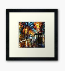 Tardis and Umbrella Girl Framed Print
