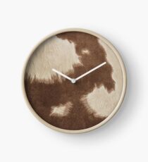 Brown Cowhide Clock