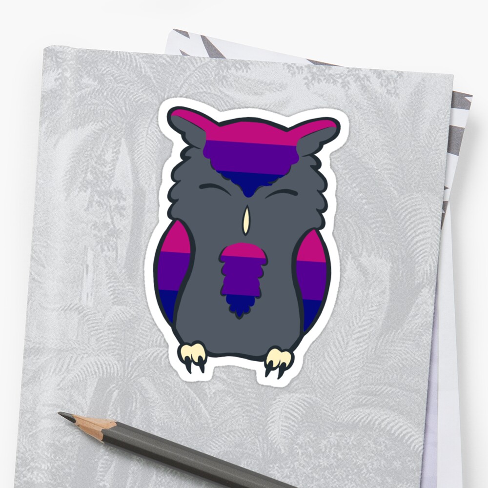 Bisexualbiromantic Pride Flag Owl Sticker By Chaoticgalaxies Redbubble