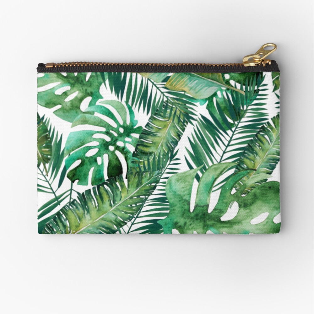 Monstera Banana Palm Leaf Zipper Pouch