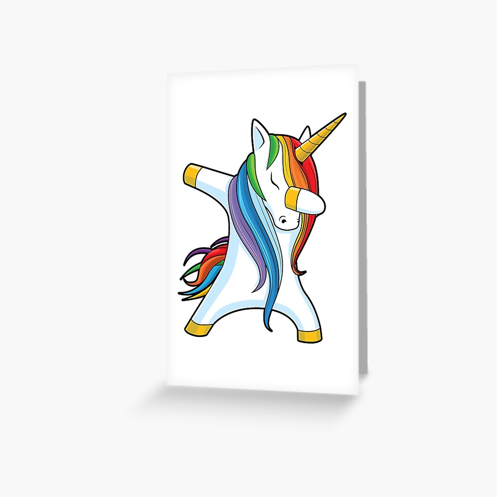 Dabbing Unicorn Shirt Cute Funny Unicorns T shirt Gifts for Kids Girls Boys Women Men Greeting Card