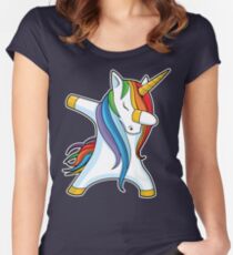 Dabbing Unicorn Shirt Cute Funny Unicorns T shirt Gifts for Kids Girls Boys Women Men Women's Fitted Scoop T-Shirt