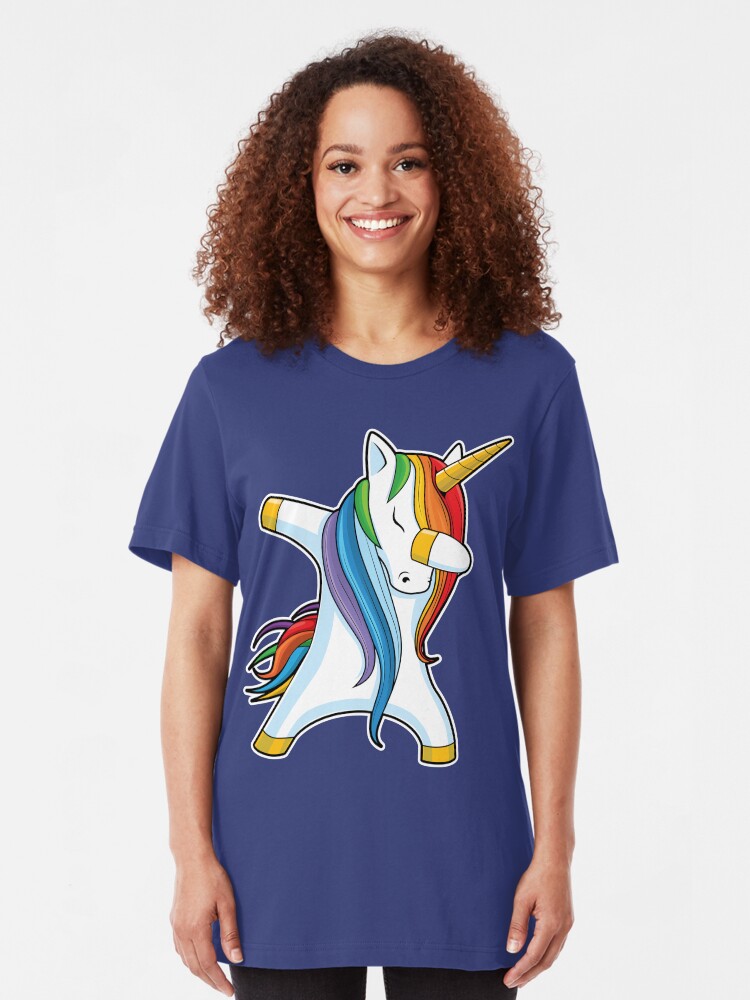 Vista alternativa de Camiseta ajustada Dabbing Unicorn Shirt Cute Funny Unicorns camiseta Regalos para niños Chicas Niños Mujeres Hombres