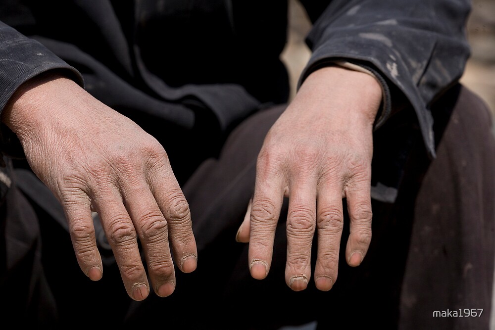 "Hands of construction worker" by maka1967 Redbubble