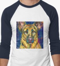Colorful German Shepherd Artistic Painting Men's Baseball ¾ T-Shirt