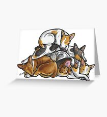 Sleeping pile of Rat Terrier dogs Greeting Card