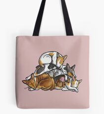 Sleeping pile of Rat Terrier dogs Tote Bag