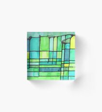 Green Frank Lloyd Wright Stained Glass Acrylic Block