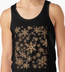 Snowflakes Pattern in Wood Veneer Style Print Tank Top