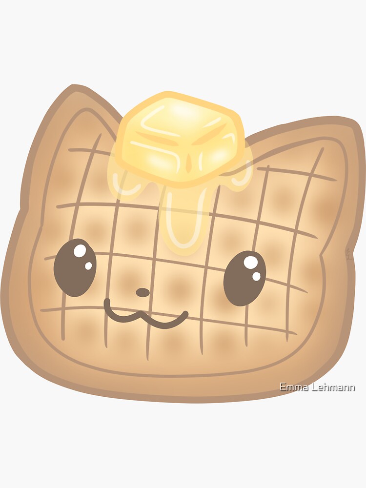 "Kawaii Waffle Cat (Singular)" Sticker by nyankochan Redbubble