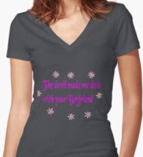 The Devil made me do it Women's Fitted V-Neck T-Shirt