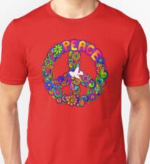 Flower Power Retro Hippie-Friedenssymbol Unisex T-Shirt