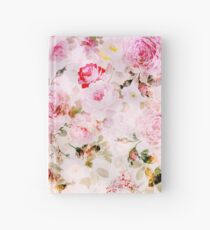 Cuaderno de tapa dura Patrón de acuarela en colores pastel rosa vintage