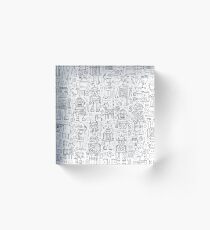 Robot pattern - black and white - fun pattern by Cecca Designs Acrylic Block