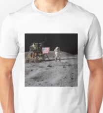 Astronaut saluting the American flag during Apollo 16 by NASA Unisex T-Shirt