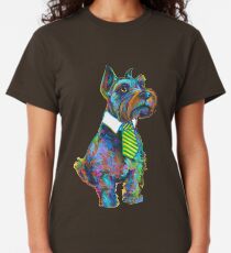 Schnauzer with necktie by Robert Phelps Classic T-Shirt