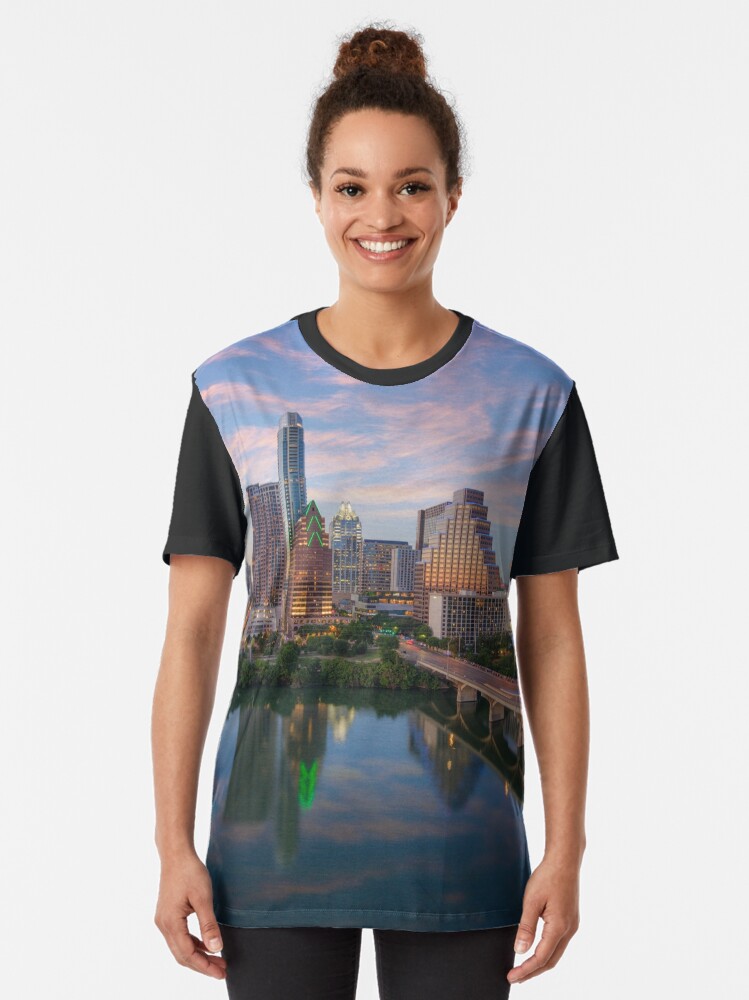 Alternate view of Austin Texas Evening Skyline 73 Graphic T-Shirt