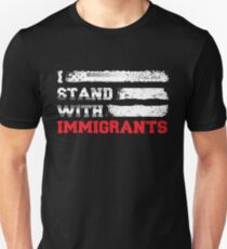 Camiseta ajustada Me paro con los inmigrantes T Shirt País de la bandera de Estados Unidos T Shirts