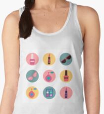 Cosmetics Set. Icons Set. Cosmetology. Fashion and Beauty. Perfume, Polish, Pomade. Female Beauty. Vector illustration. Flat Style Women's Tank Top