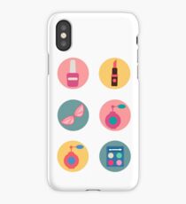 Cosmetics Set. Icons Set. Cosmetology. Fashion and Beauty. Perfume, Polish, Pomade. Female Beauty. Vector illustration. Flat Style iPhone Case