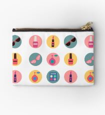 Cosmetics Set. Icons Set. Cosmetology. Fashion and Beauty. Perfume, Polish, Pomade. Female Beauty. Vector illustration. Flat Style Studio Pouch