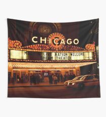 Chicago Theater Night Time (Cinema) Wall Tapestry
