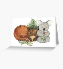 Native Australian Animal Babies – With Koala, Wombat And Echidna Greeting Card