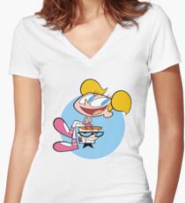 Dexter's Laboratory Dee Dee & Dexter Women's Fitted V-Neck T-Shirt