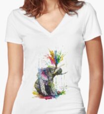 Elephant Women's Fitted V-Neck T-Shirt
