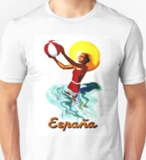 Espana, Spain, Bikini woman with beach ball, vintage travel poster Unisex T-Shirt