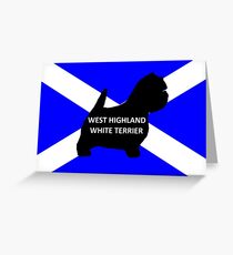 west highland white terrier name silhouette on flag Greeting Card