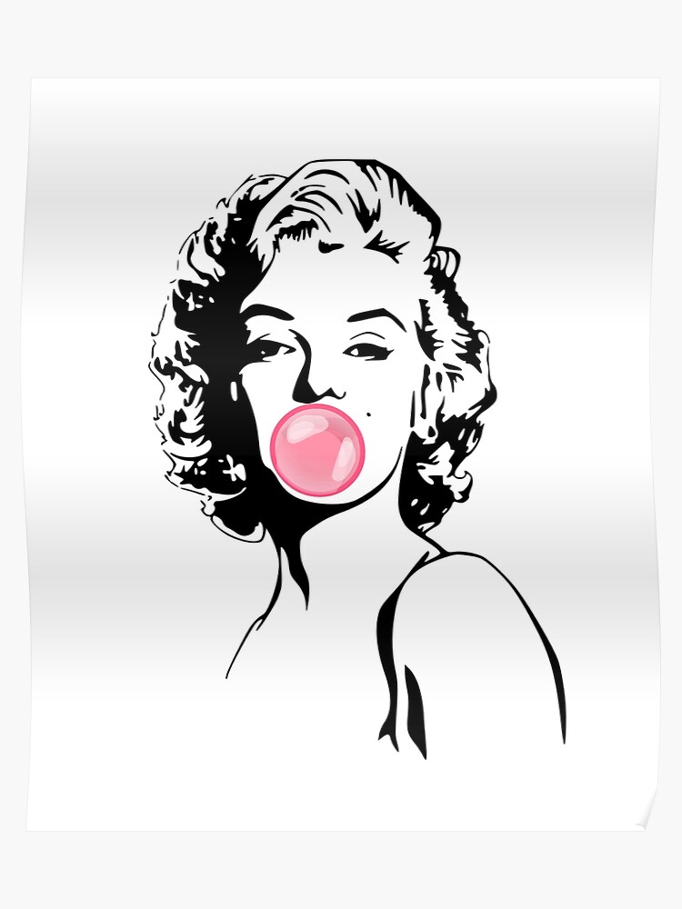 Girl blowing bubblegum drawing