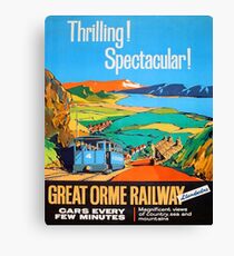Great Orme tramway, railway, Great Britain, sightseeing, vintage travel poster Canvas Print