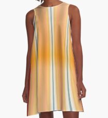 Gestreifte Leinwand rund A-Linien Kleid