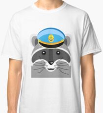 Graphic Cartoon Raccoon Captain Classic T-Shirt