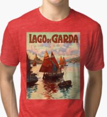 Lago di garda, lake, Italy, vintage travel poster Tri-blend T-Shirt
