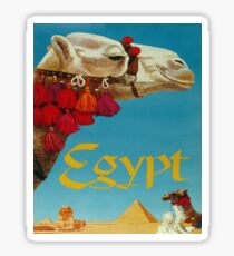 Egypt, camel, Pyramids, Sphinx, vintage travel poster Sticker