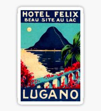 Lugano, Switzerland, hotel, vintage travel poster Sticker